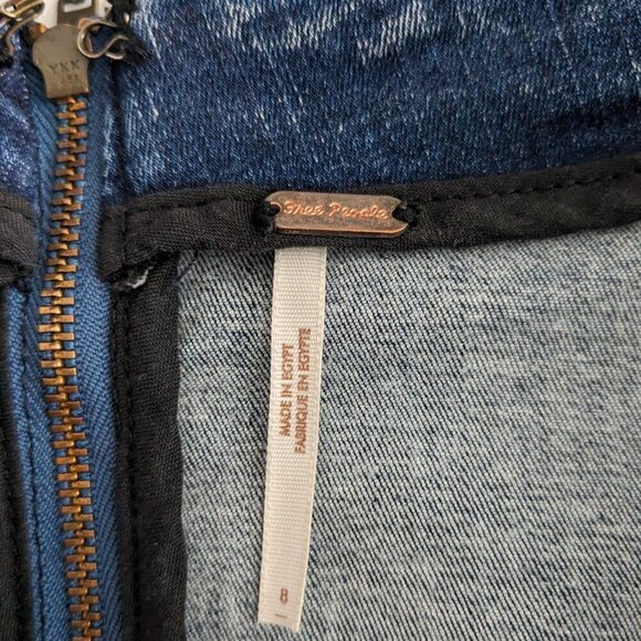 Free People Modern Femme Denim Mini Skirt Color Block Two-Tone A-Line Womens 8 - Picture 5 of 15